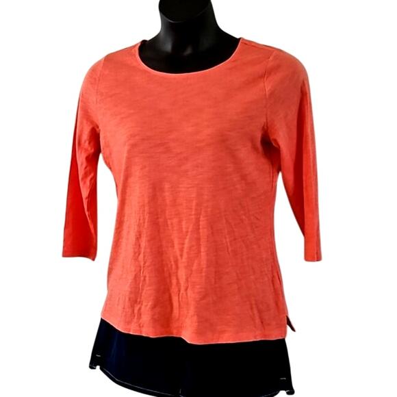 NWOT Belle by Kim Gravel Women’s Coral Orange 3/4 Sleeve Top – Size Small - Picture 6 of 8